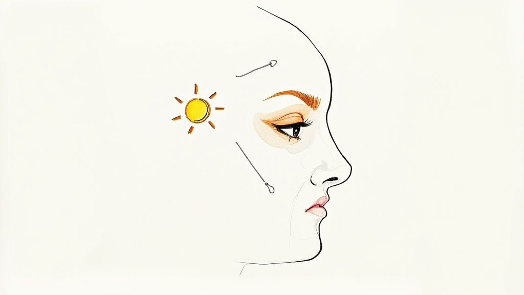 A woman with clear skin smiling gently, representing natural beauty and wrinkle reduction.