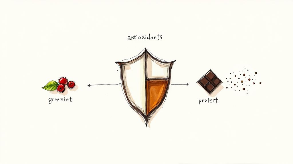 Woman applying antioxidant-rich serum to her face