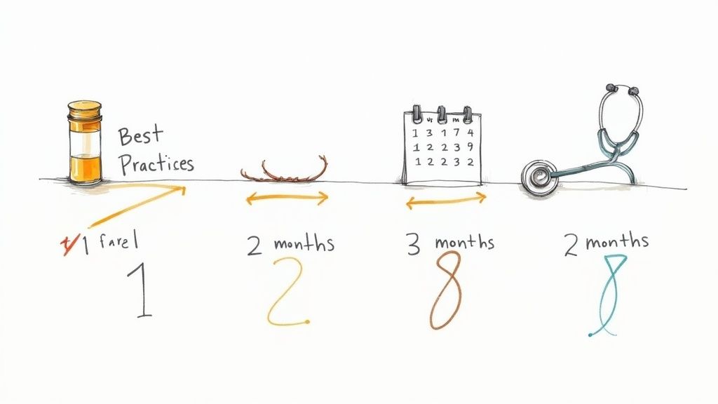 A person holding a biotin supplement capsule with a glass of water nearby.