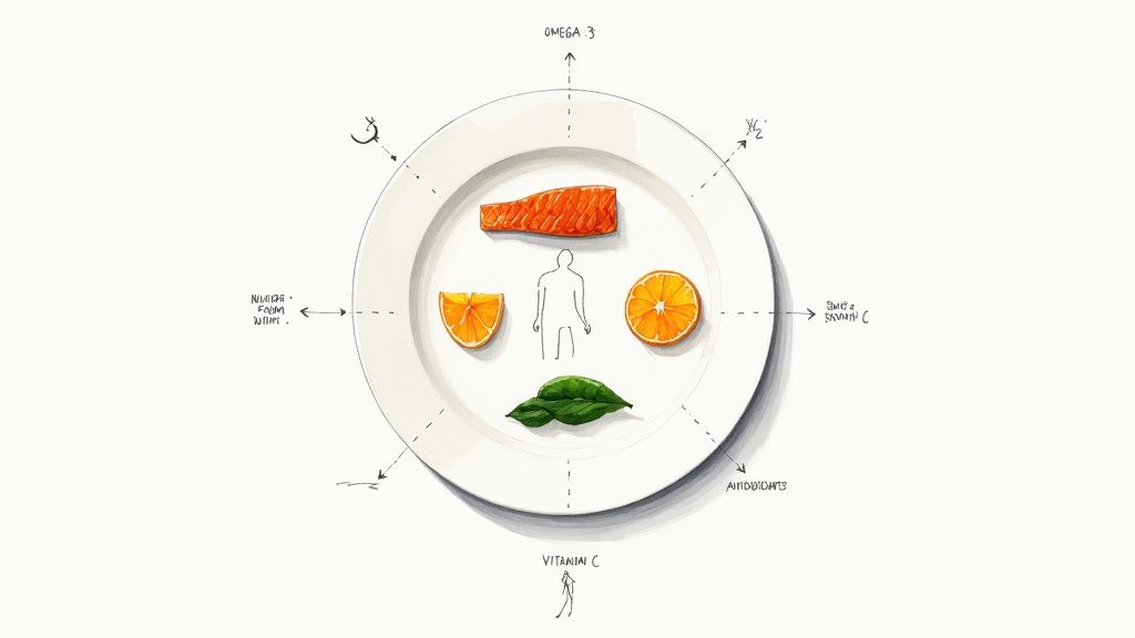 A person doing a plank exercise on a yoga mat.