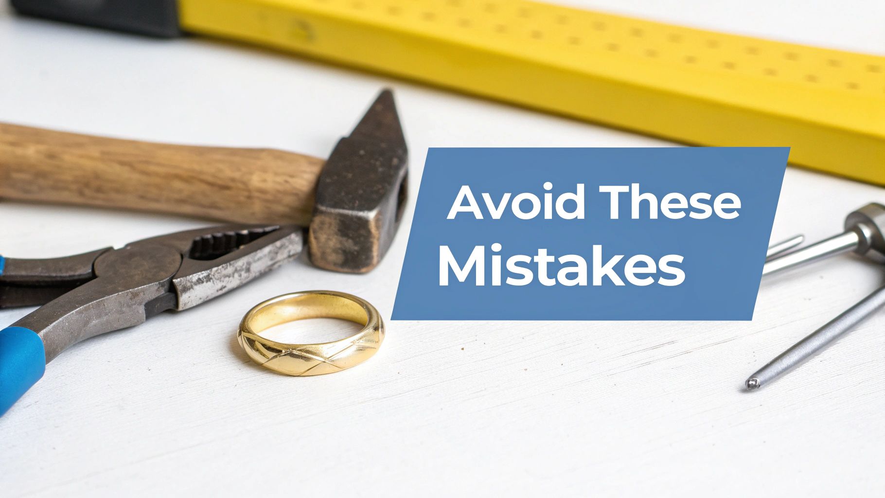 A professional jeweler using tools to resize a ring at their workbench.