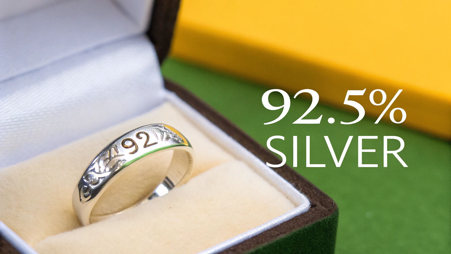 A silver ring with a clear 925 stamp visible on the inner band.