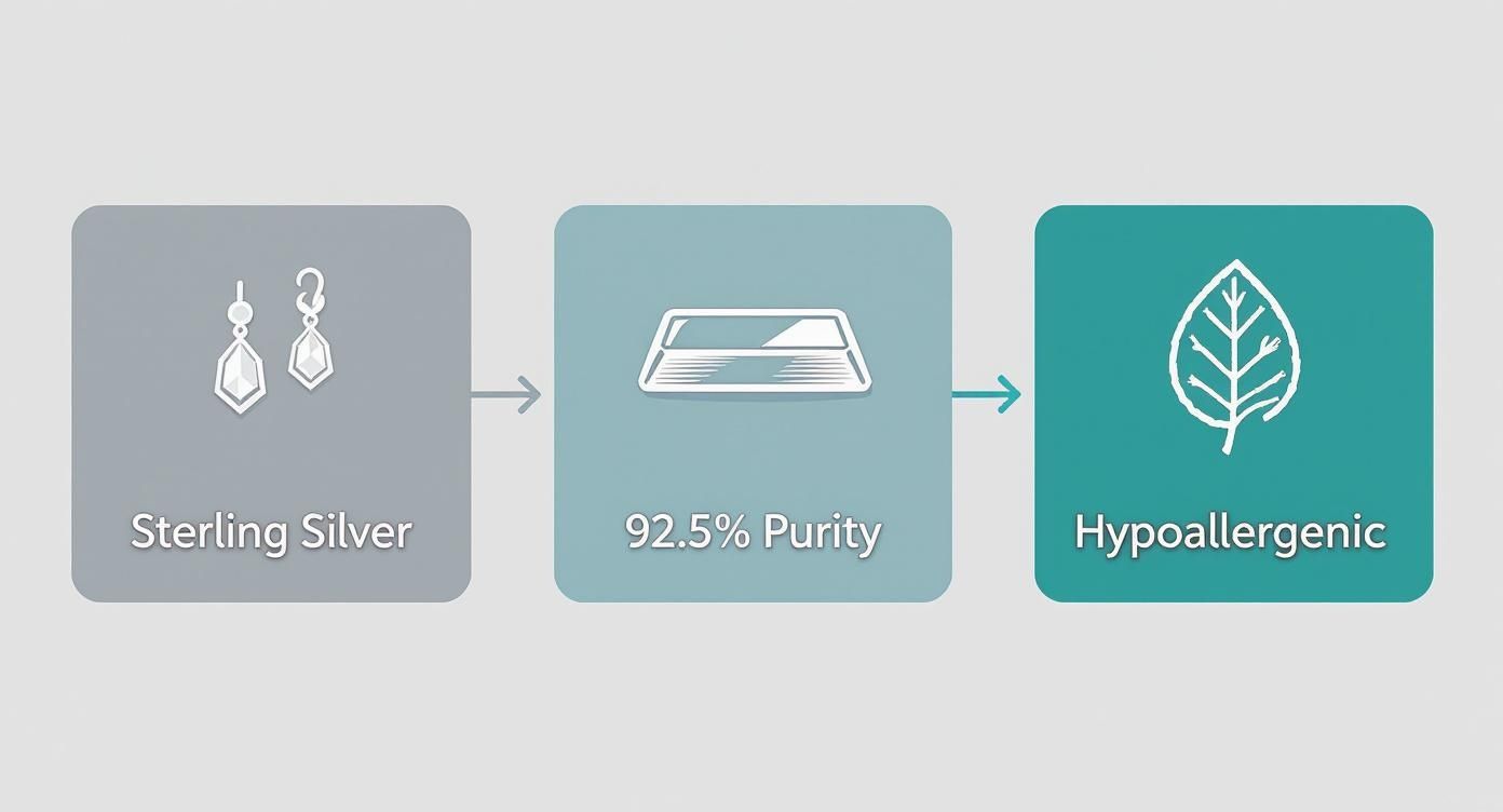 Infographic about sterling silver hypoallergenic earrings