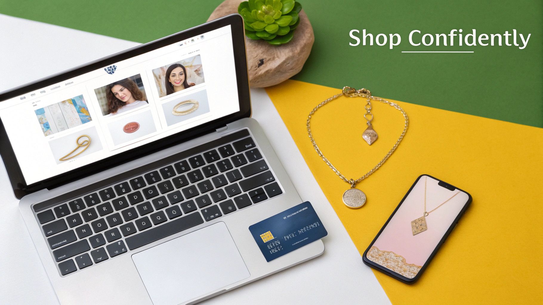 A collection of stylish fashion jewelry including rings and bracelets displayed on a decorative tray.