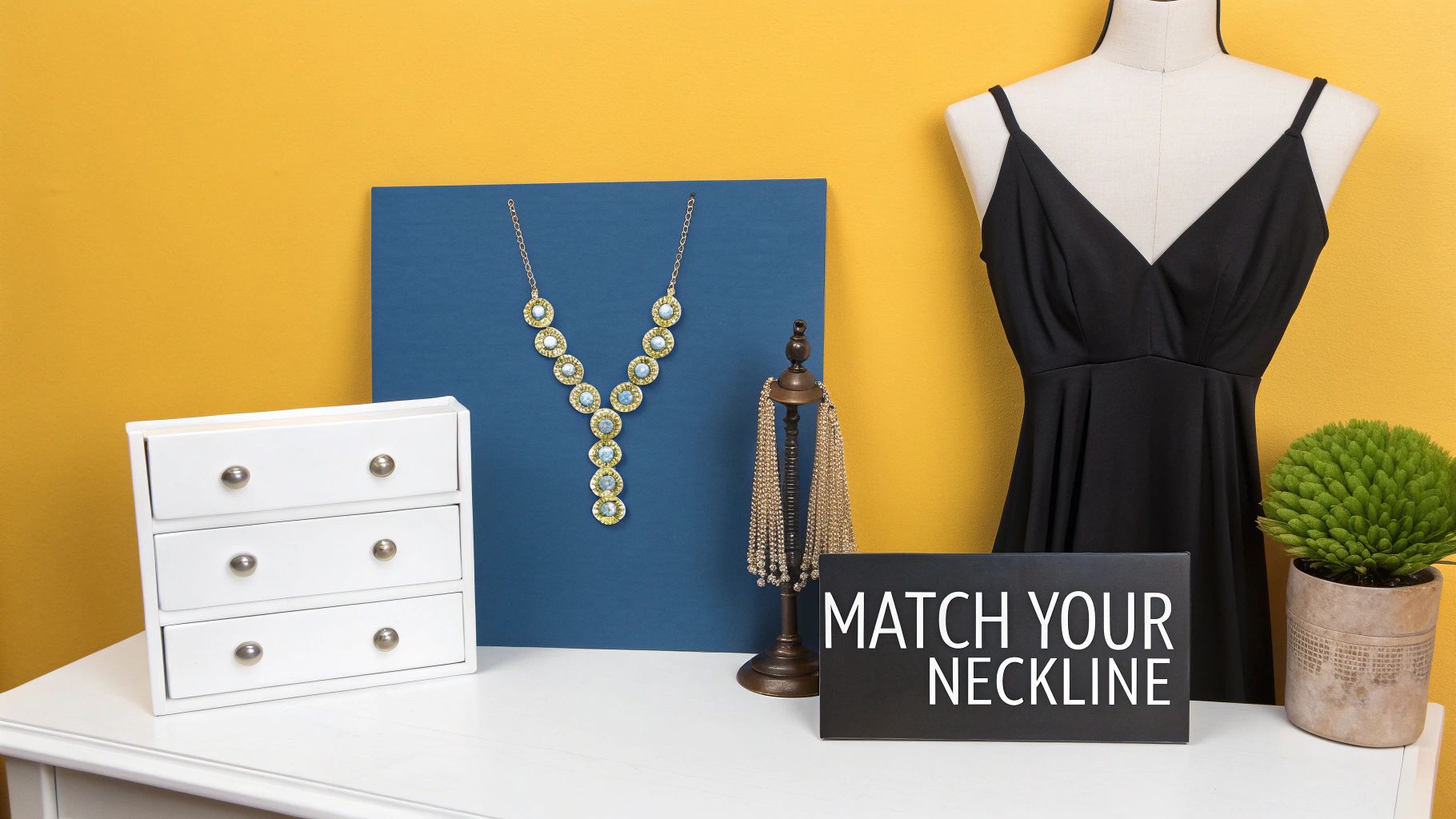 Woman accessorizing a little black dress