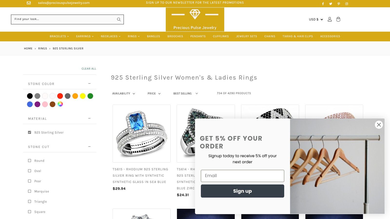 925 Sterling Silver Women's & Ladies Rings
