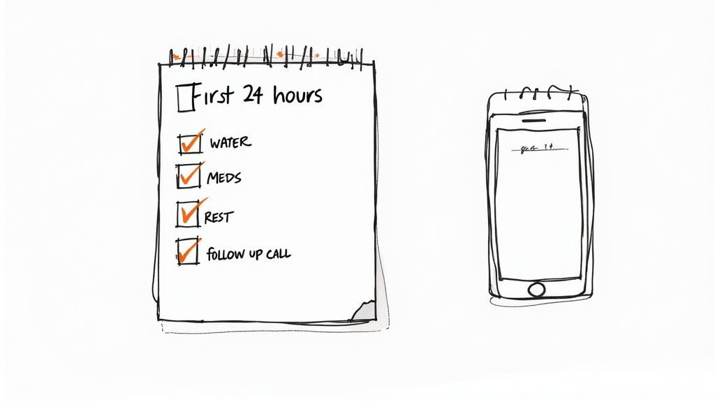 An organized desk with a checklist, symbolizing caregiver readiness and planning.