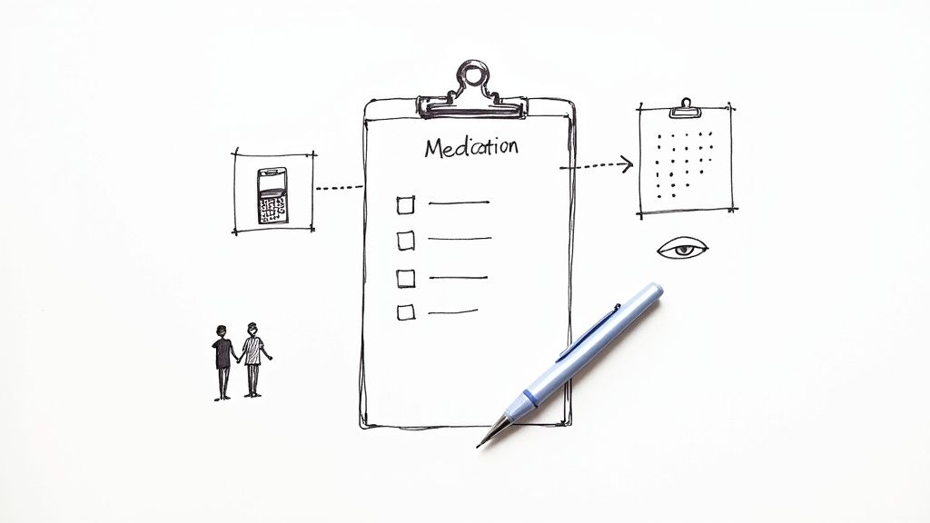 A caregiver gently holding the hand of an older adult, symbolizing support and safe medication management.