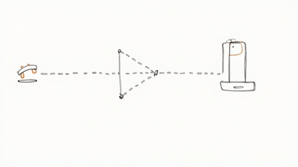 A smartphone displaying health data, connected by glowing lines to icons of various smart health devices like a heart monitor, smart pillbox, and blood pressure cuff.