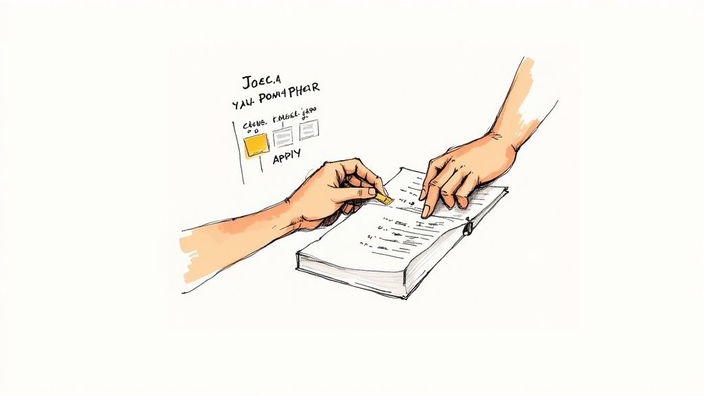 A caregiver gently supporting a senior's hand.