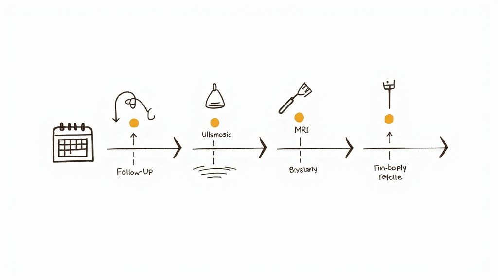 A doctor compassionately explaining medical results to an older patient and her caregiver.