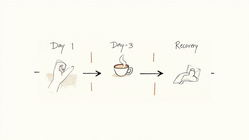 A senior woman smiling while a healthcare worker applies a bandage to her arm after a flu shot.