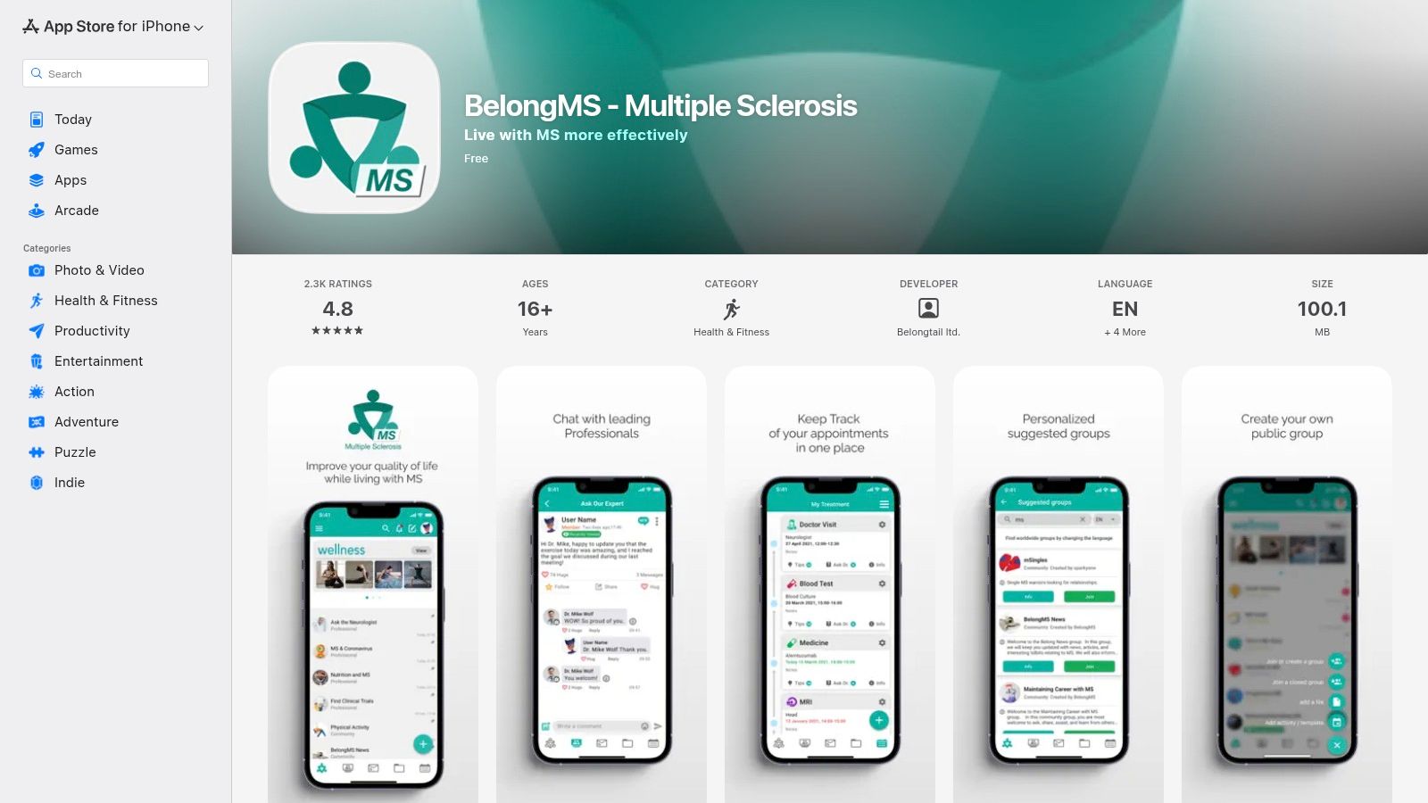 Apple App Store – BelongMS (iOS)