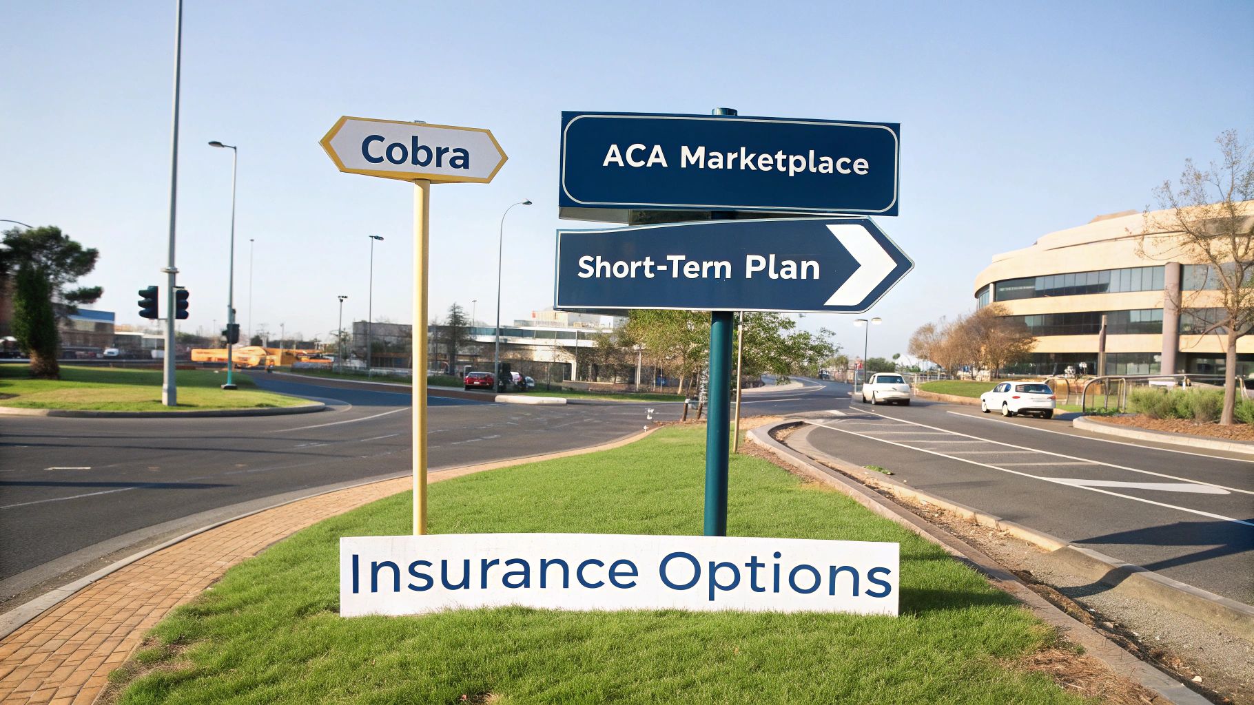 A signpost with arrows pointing in different directions, symbolizing choices in health insurance.