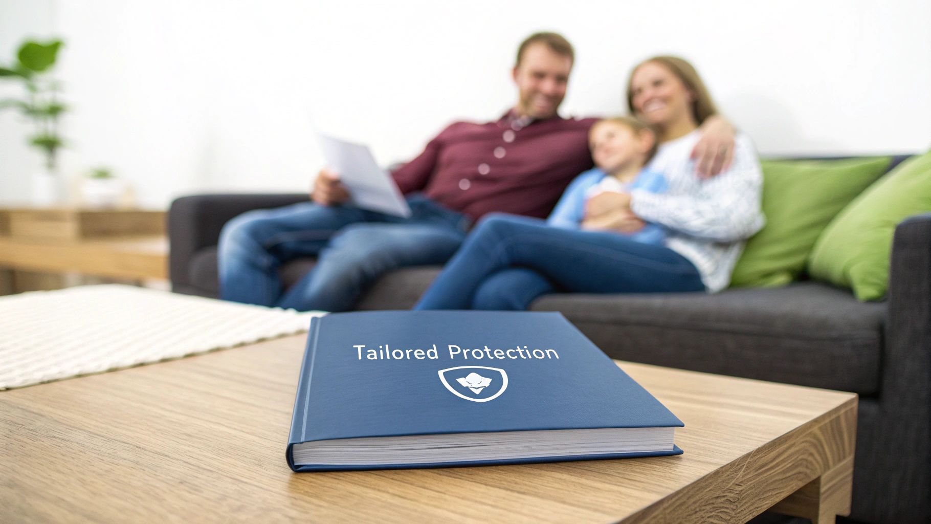 A family smiling and walking together, feeling secure about their future.