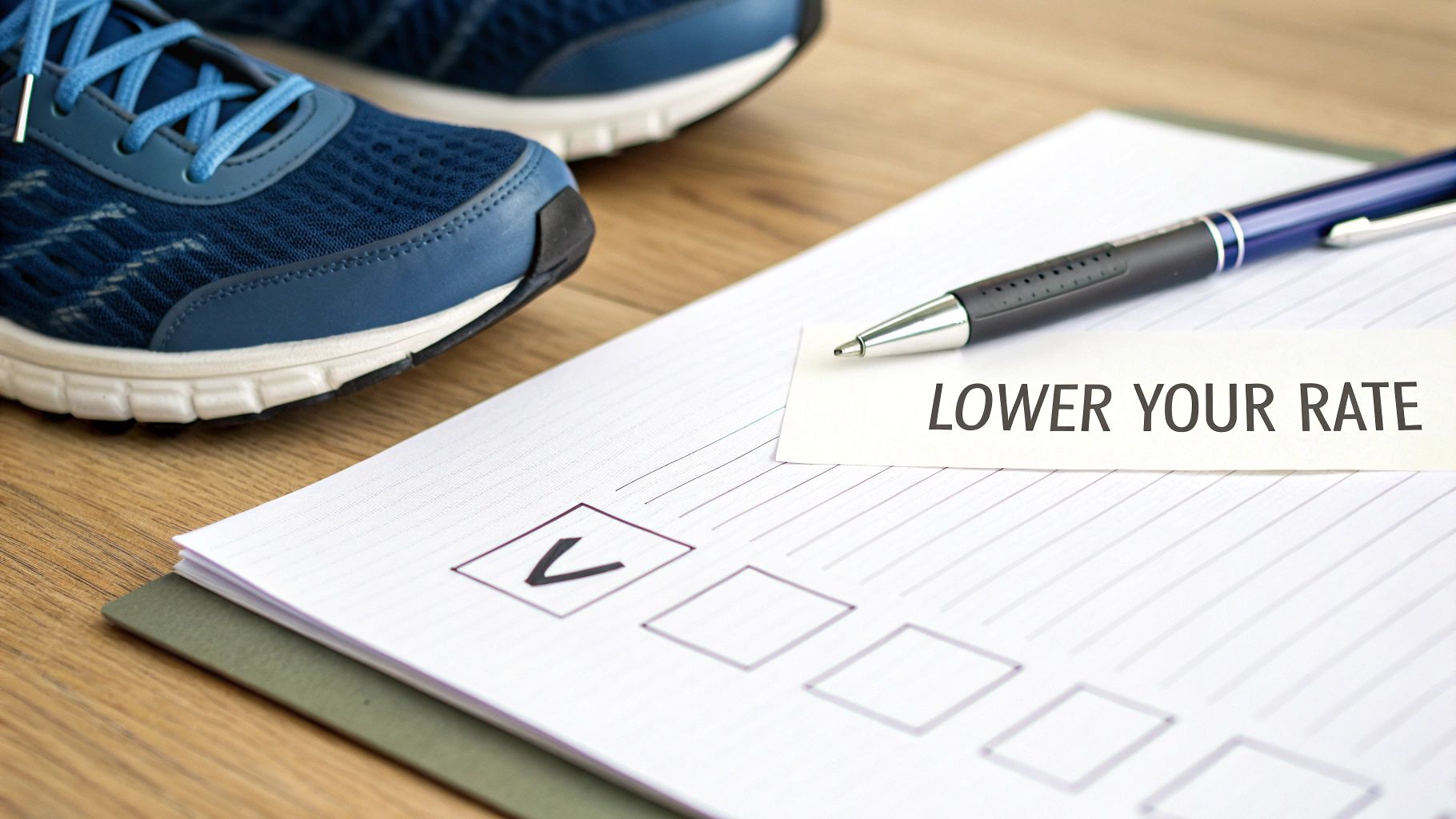 A person sitting at a desk and filling out an application form for life insurance.