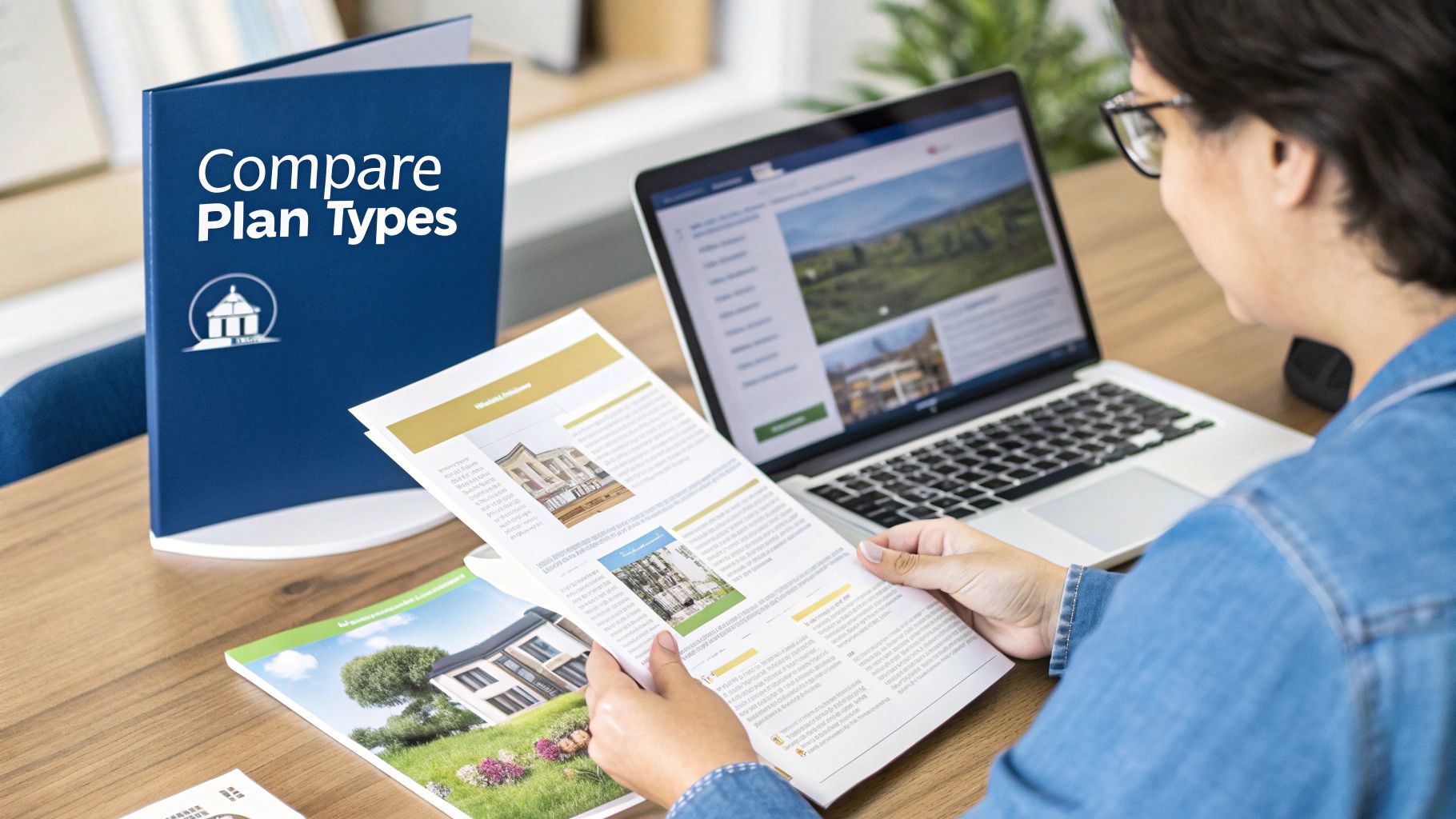 A person choosing a health insurance plan on a tablet.