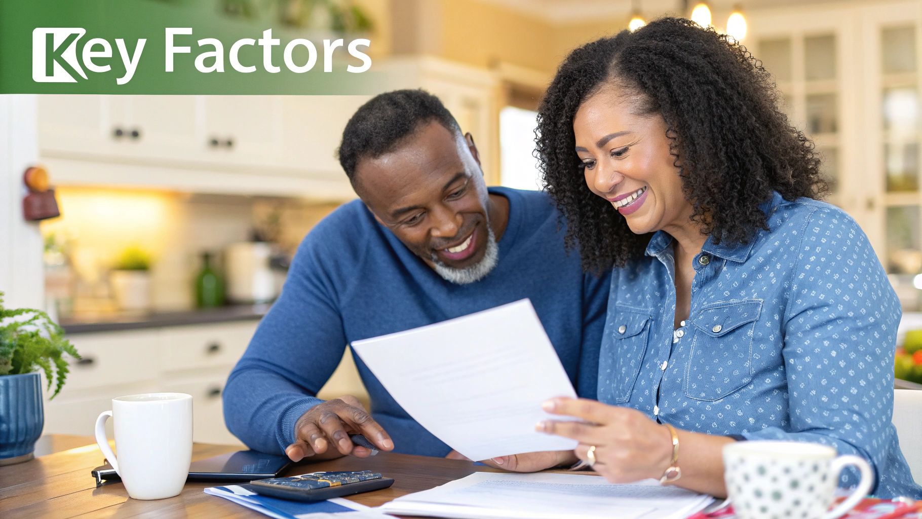 Two people reviewing an insurance document at a desk