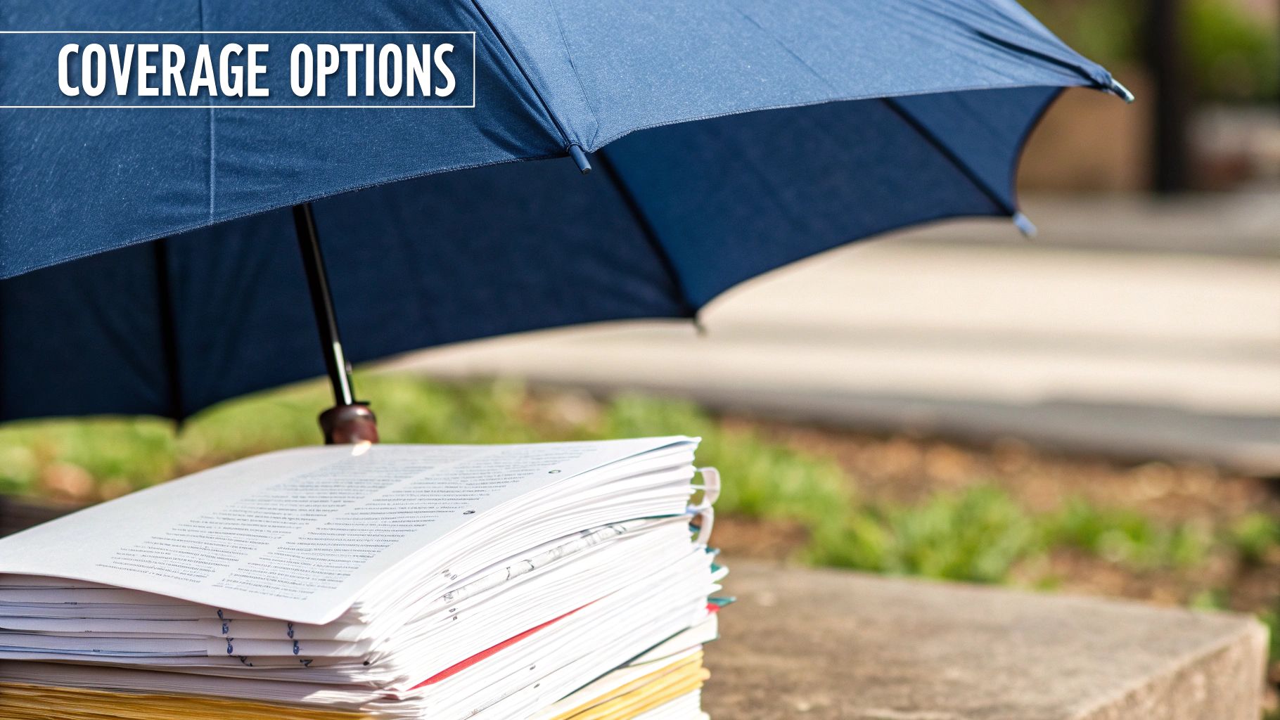 A calculator and a pen resting on top of insurance documents, symbolizing the planning and cost-analysis aspect.