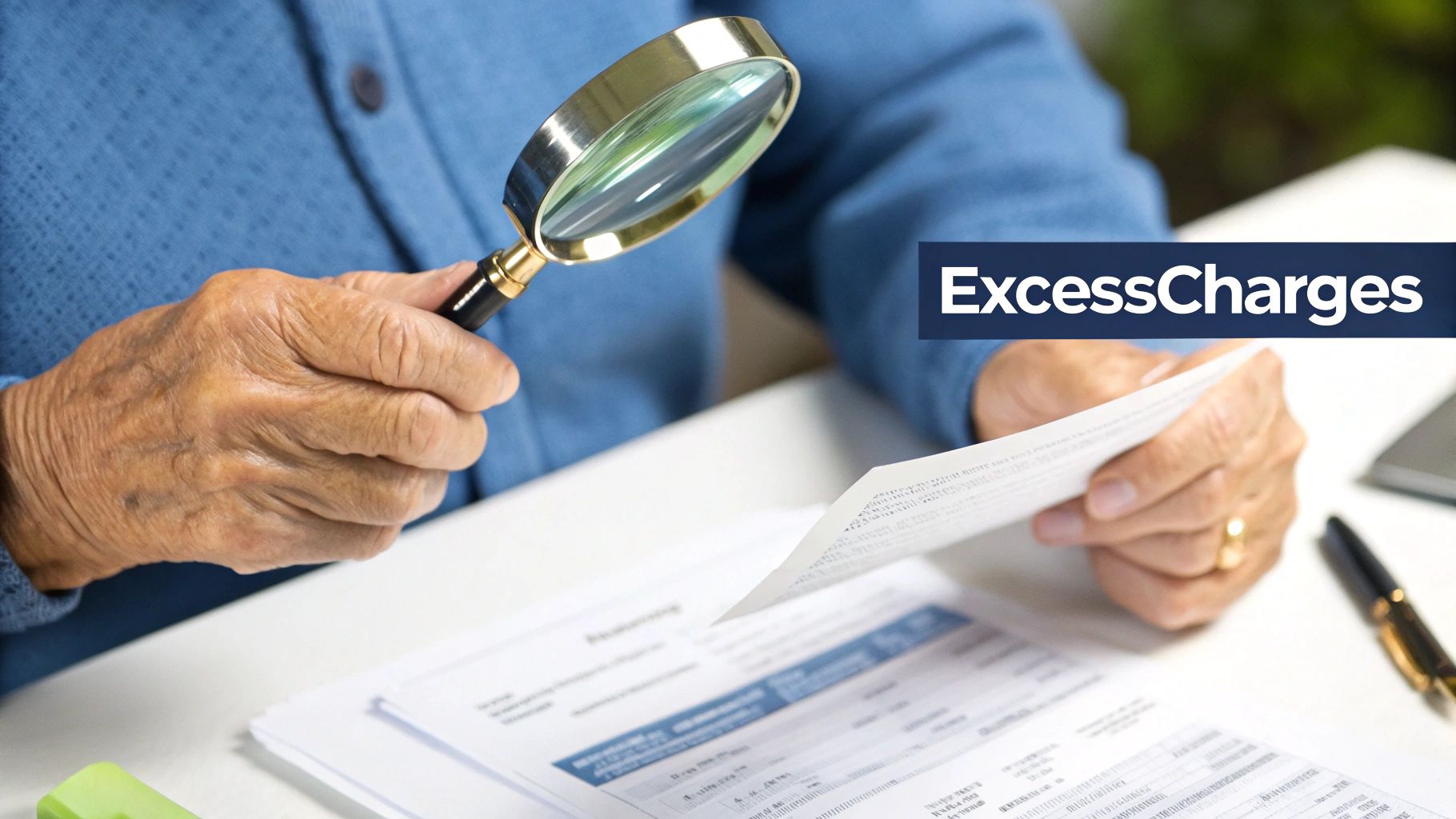 A person reviewing a medical bill with a calculator, looking concerned about the costs.