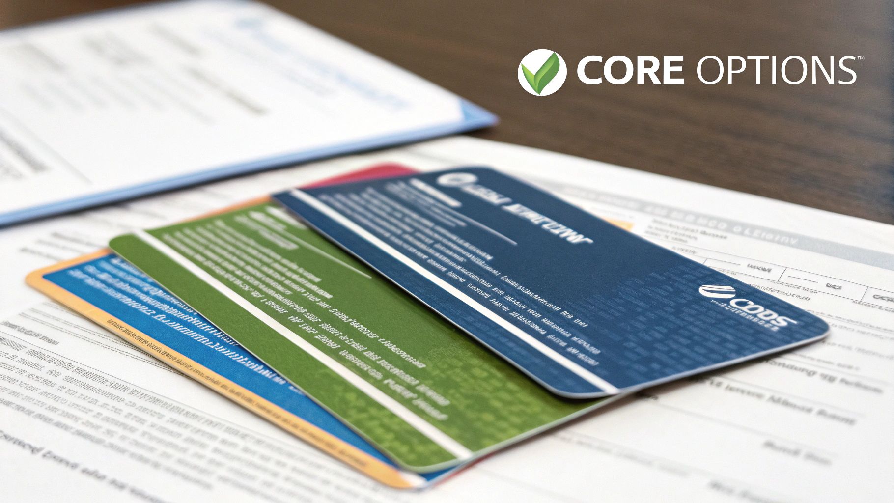 A person sitting at a desk carefully reviewing different insurance documents.