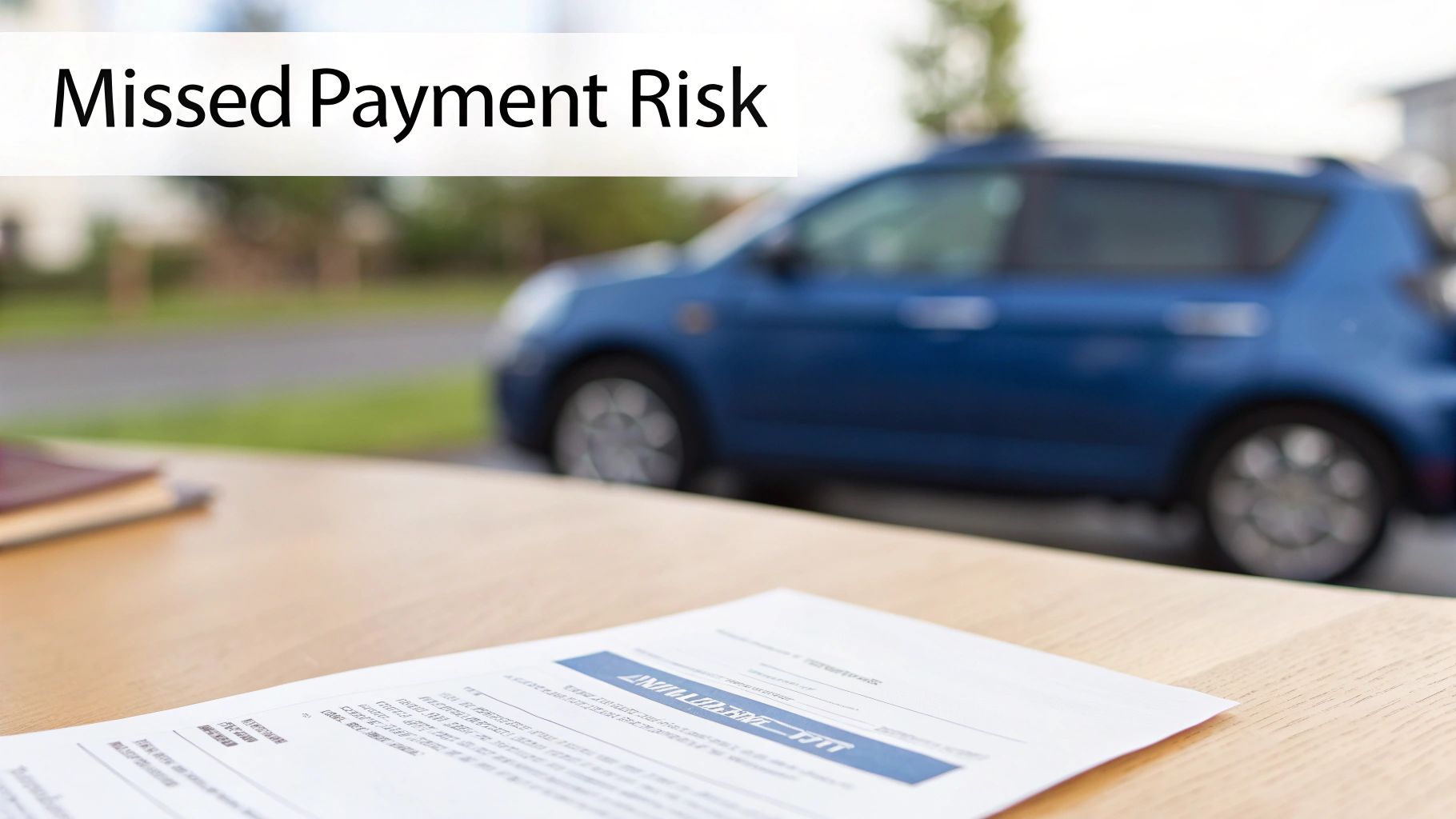 A document showing a policy lapse notification with a worried person in the background.