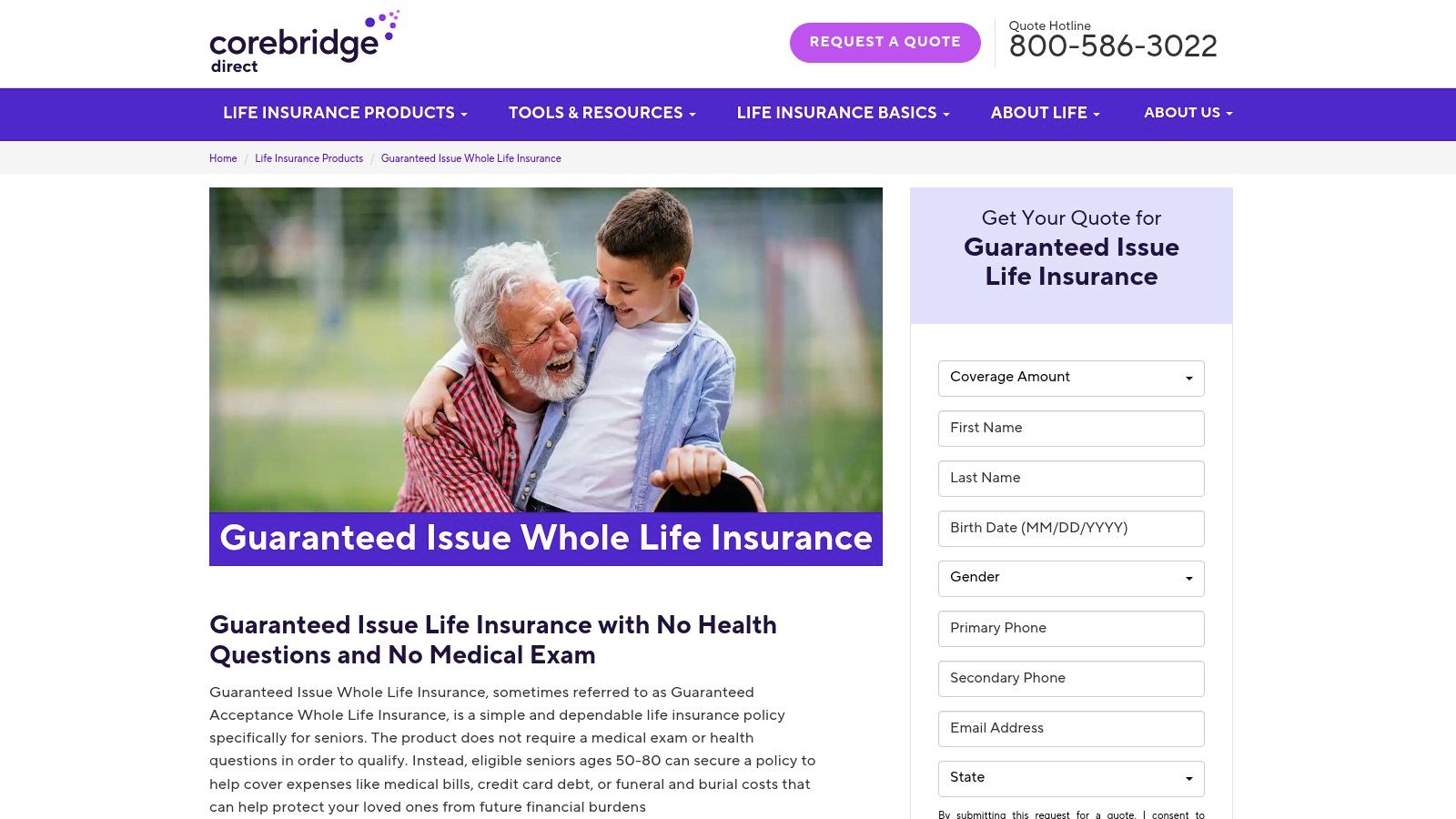 Corebridge Direct (Guaranteed Issue Whole Life)