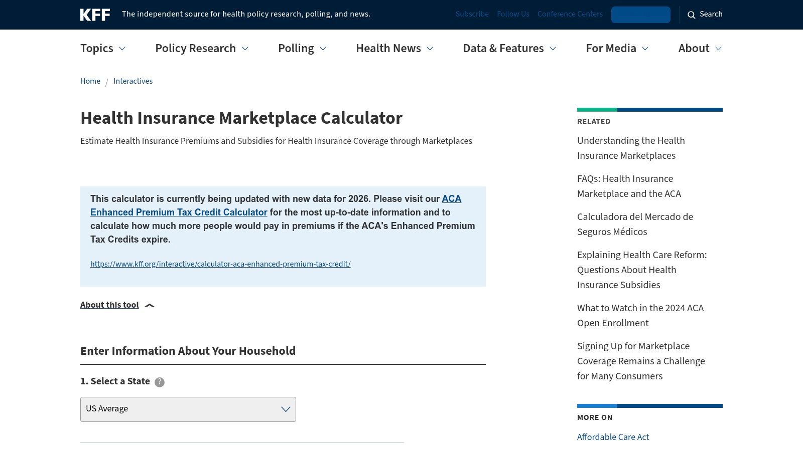 KFF Health Insurance Marketplace Calculator