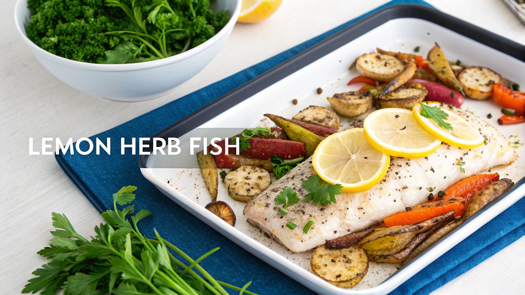 Baked Lemon Herb Fish Fillets with Roasted Vegetables