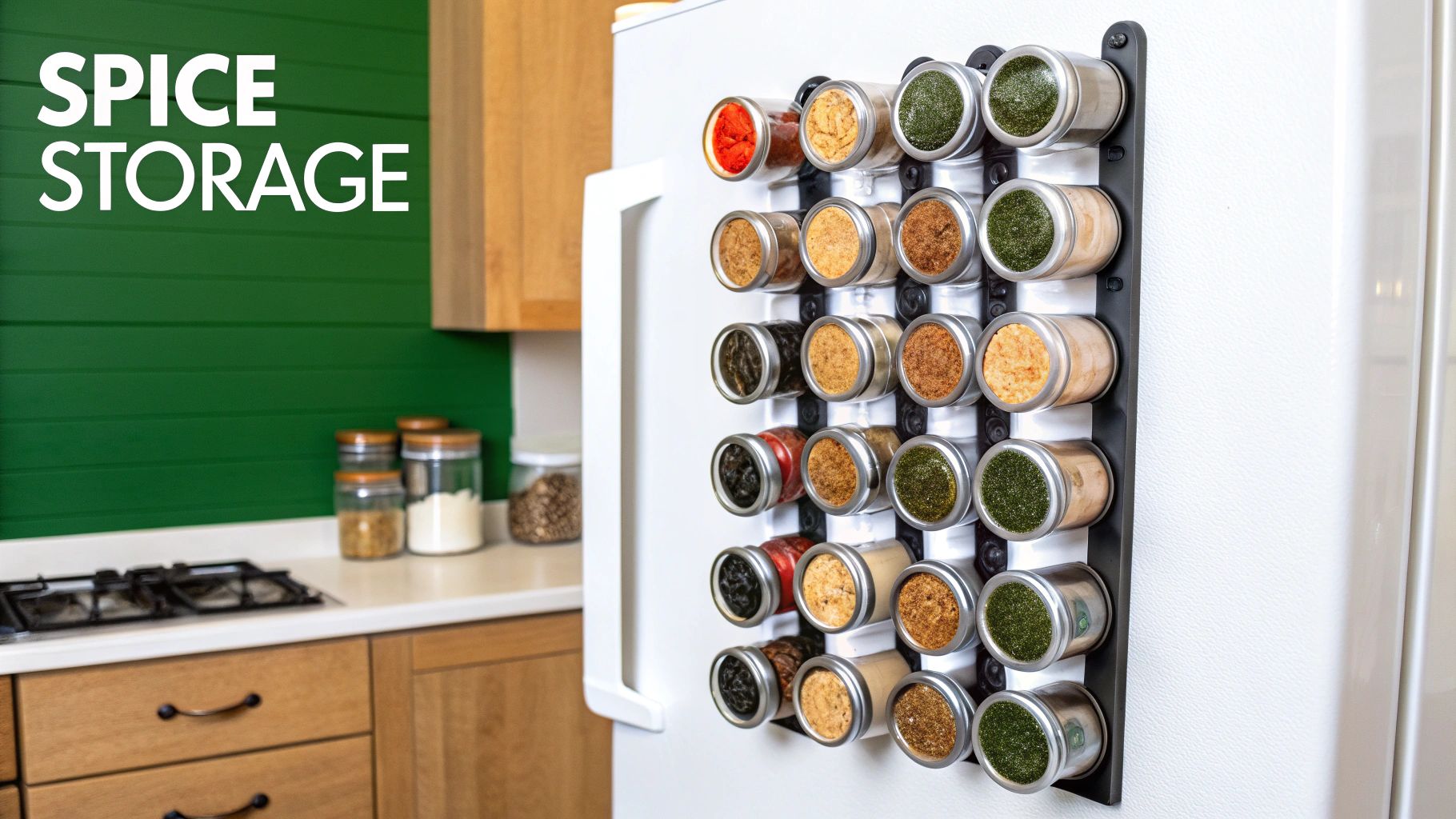 Magnetic Spice Storage on Refrigerator Side