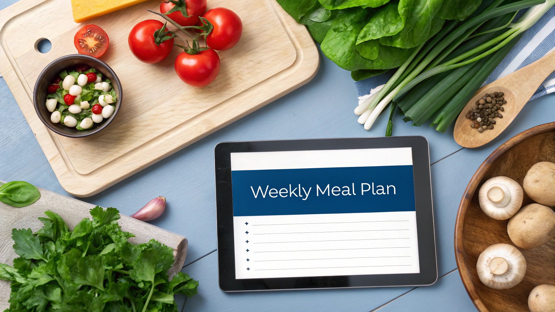 A family happily preparing a meal together in a bright, modern kitchen.