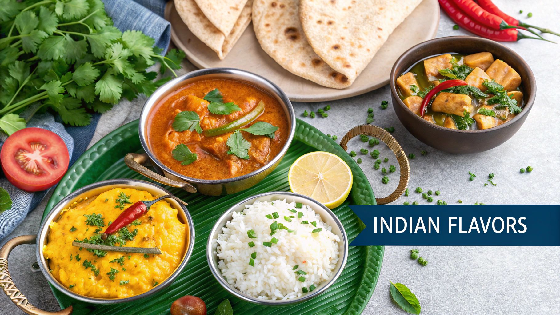 A delicious spread of Indian vegetarian dishes including dal, curries, and rice, showcasing a vibrant and flavorful meal plan.