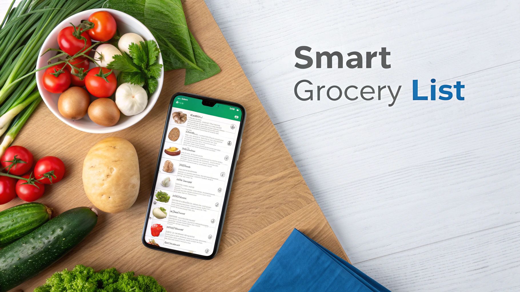 A close-up of a person's hands using a meal planner software on a tablet, with the app showing a colorful weekly meal calendar.