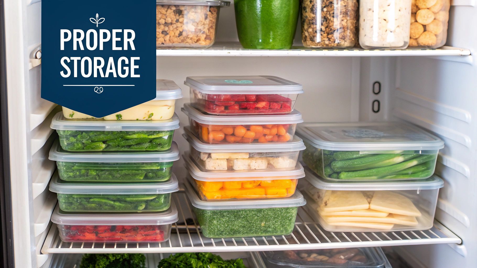 Frozen meals organized and labeled