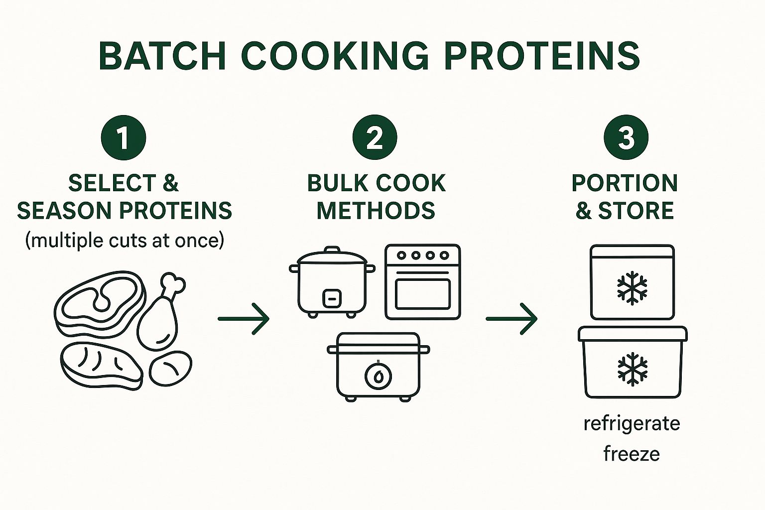 Infographic showing key data about Batch Cooking Proteins