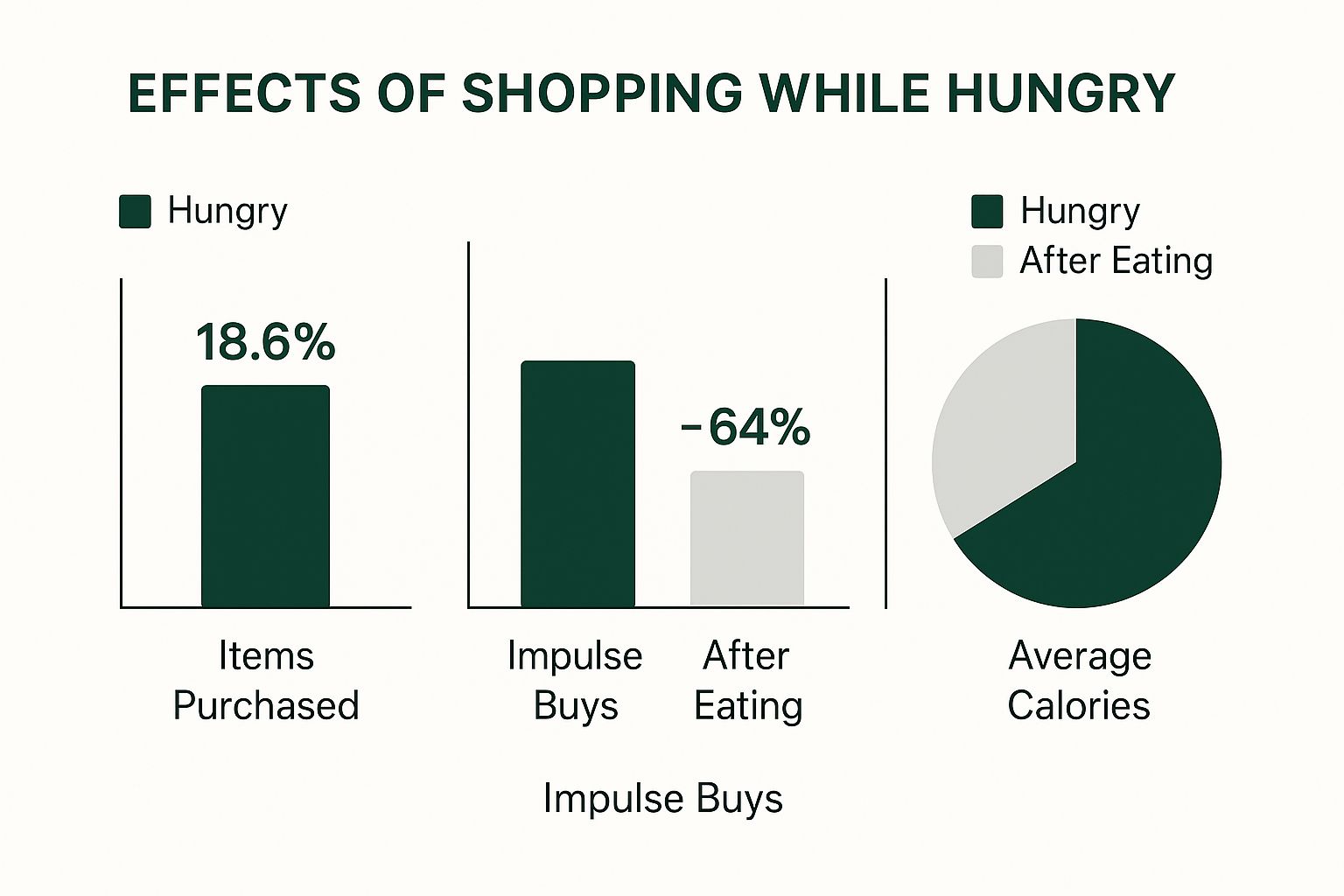 Infographic showing key data about Never Shop Hungry