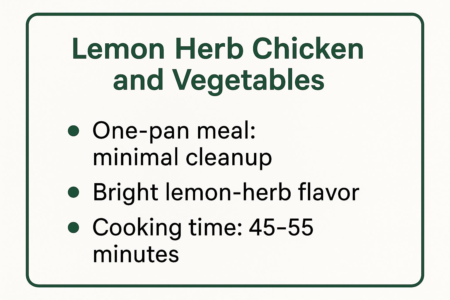 Infographic showing key data about Sheet Pan Lemon Herb Chicken and Vegetables