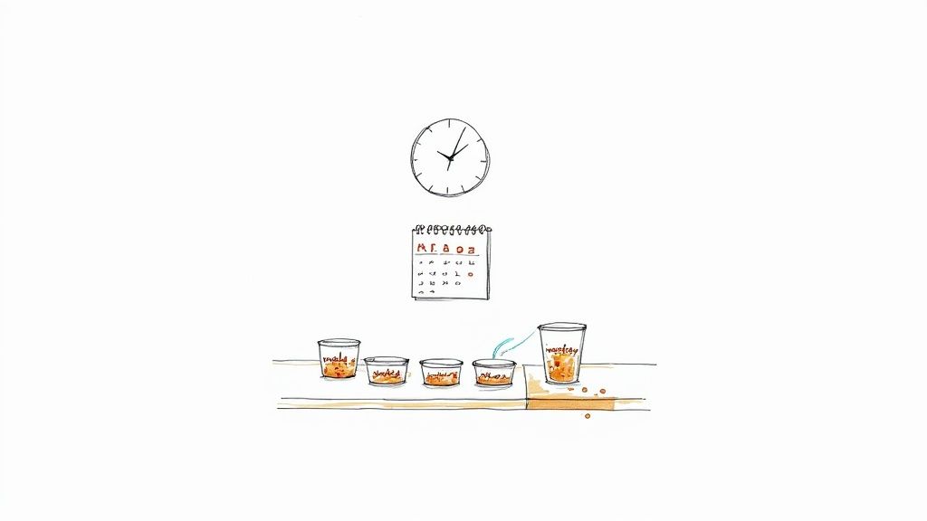 A close-up of a healthy meal prep container filled with seasoned chicken, quinoa, and fresh vegetables.