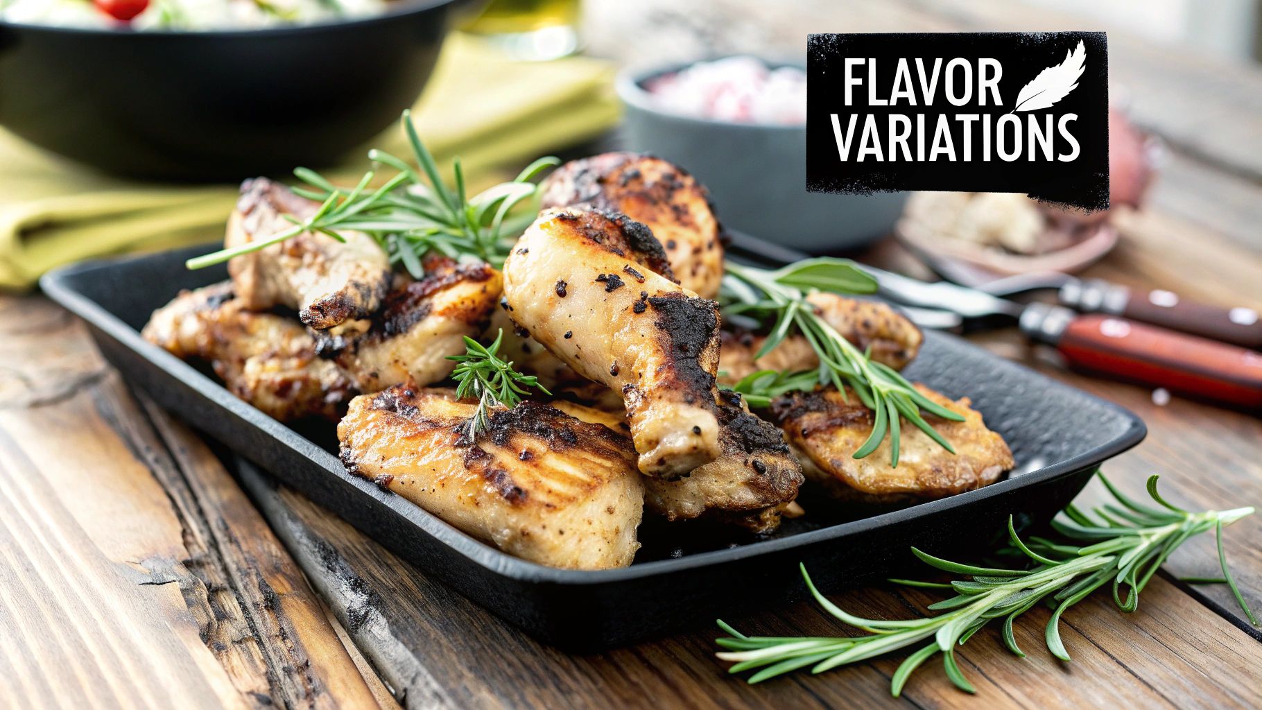 Close-up of a perfectly cooked barbecue chicken leg with a crispy, seasoned skin.