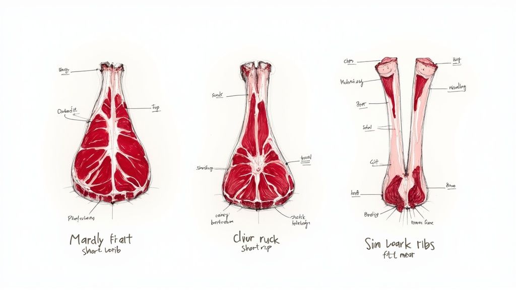 A large, well-marbled rack of beef plate ribs ready for seasoning.