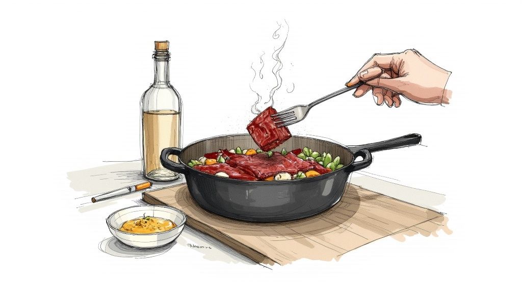 Tender red wine braised shin beef