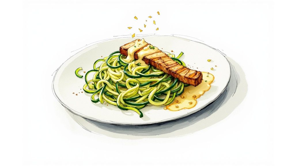 Zucchini Noodles (Zoodles) with Creamy Alfredo