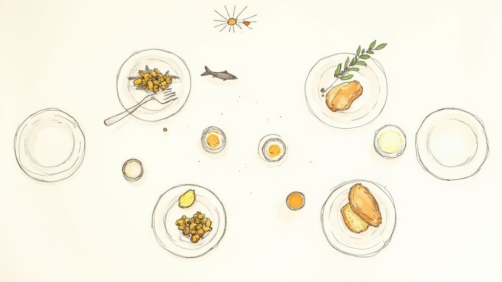 A vibrant Mediterranean platter featuring olives, feta cheese, fresh tomatoes, and crisp breadsticks.