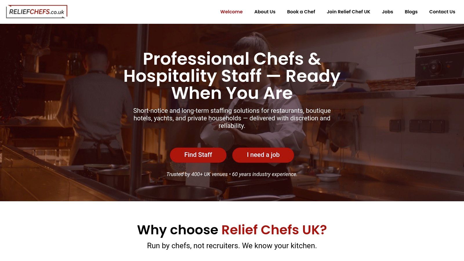A professional chef in a modern kitchen, representing the high-calibre staff provided by Relief Chefs UK