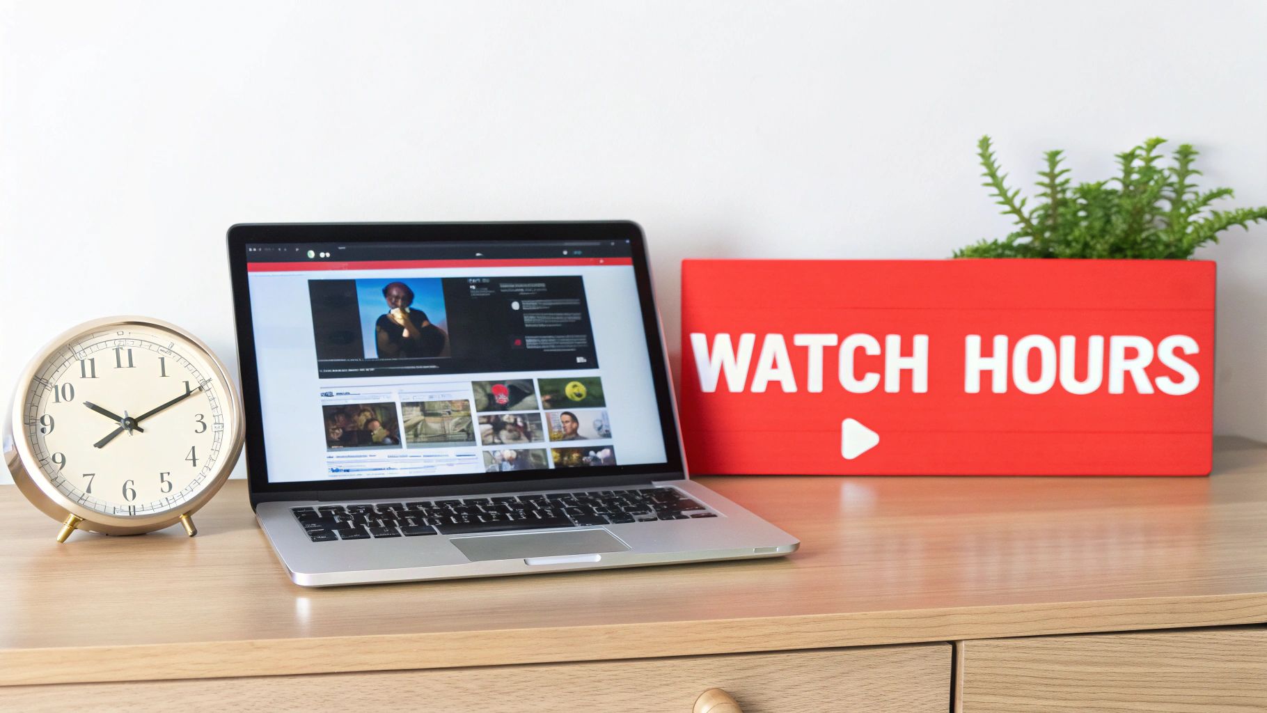 An abstract image representing YouTube analytics with charts and graphs, showing the concept of watch hours.