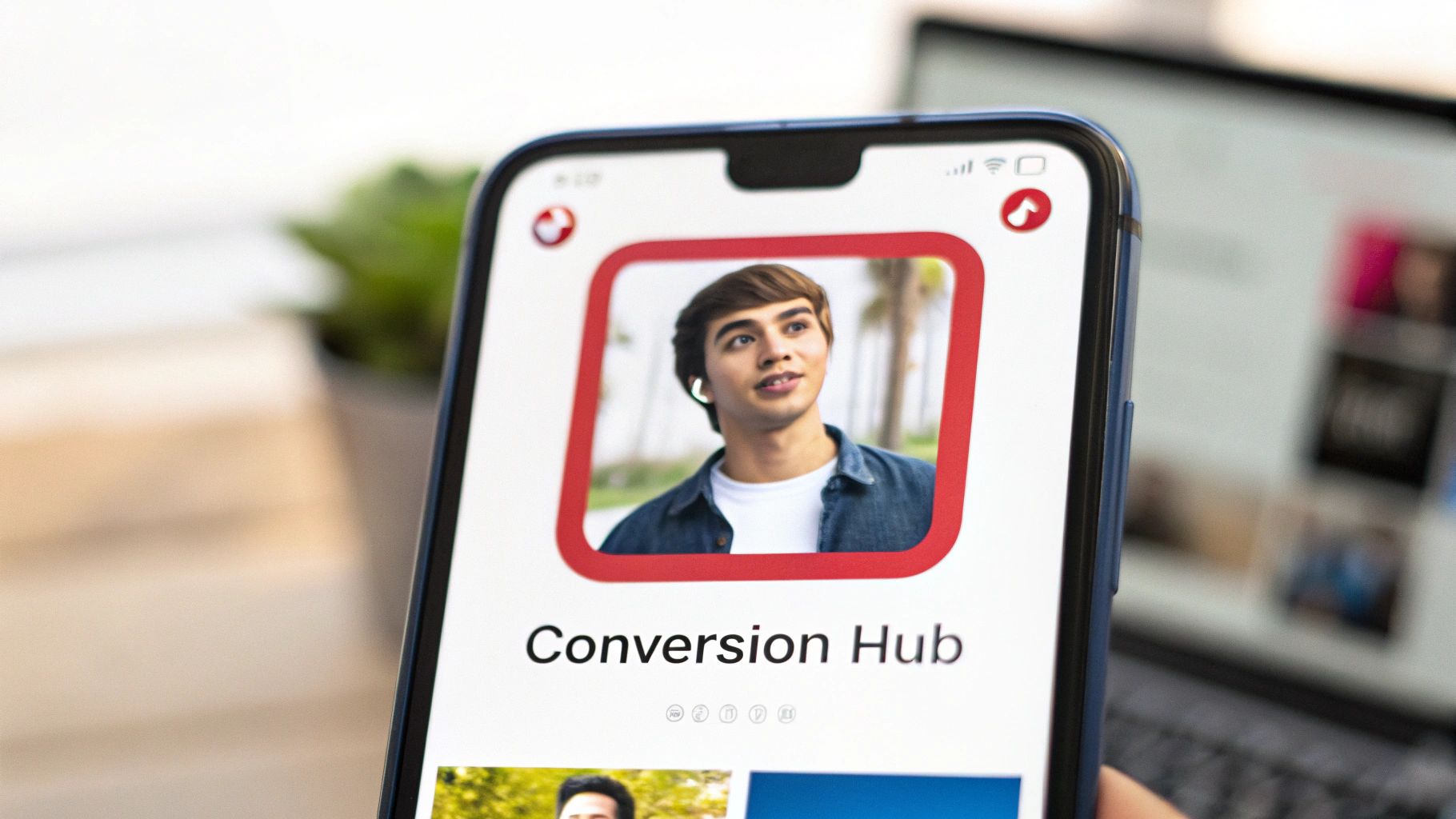A stylized image showing a TikTok profile being optimized with icons for links, bio, and content.