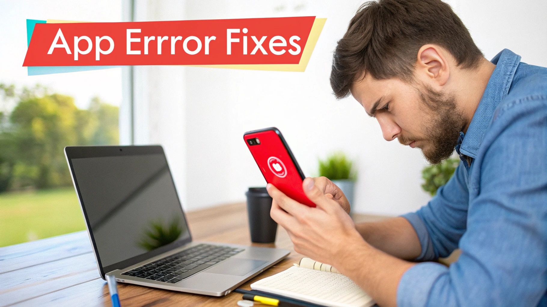 A person looking at a tablet with a frustrated expression.