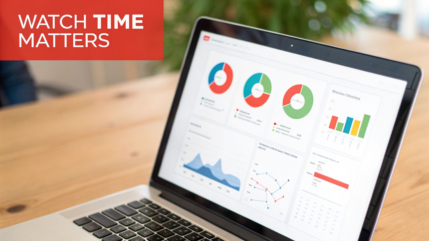 A chart showing key YouTube analytics like CTR, Watch Time, and Engagement, indicating video performance.