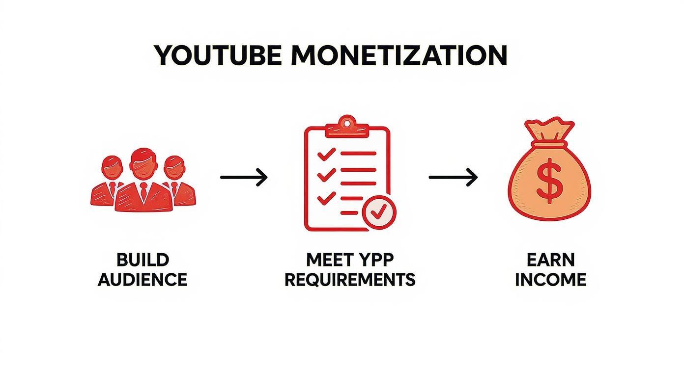 Infographic about how to monetize youtube account