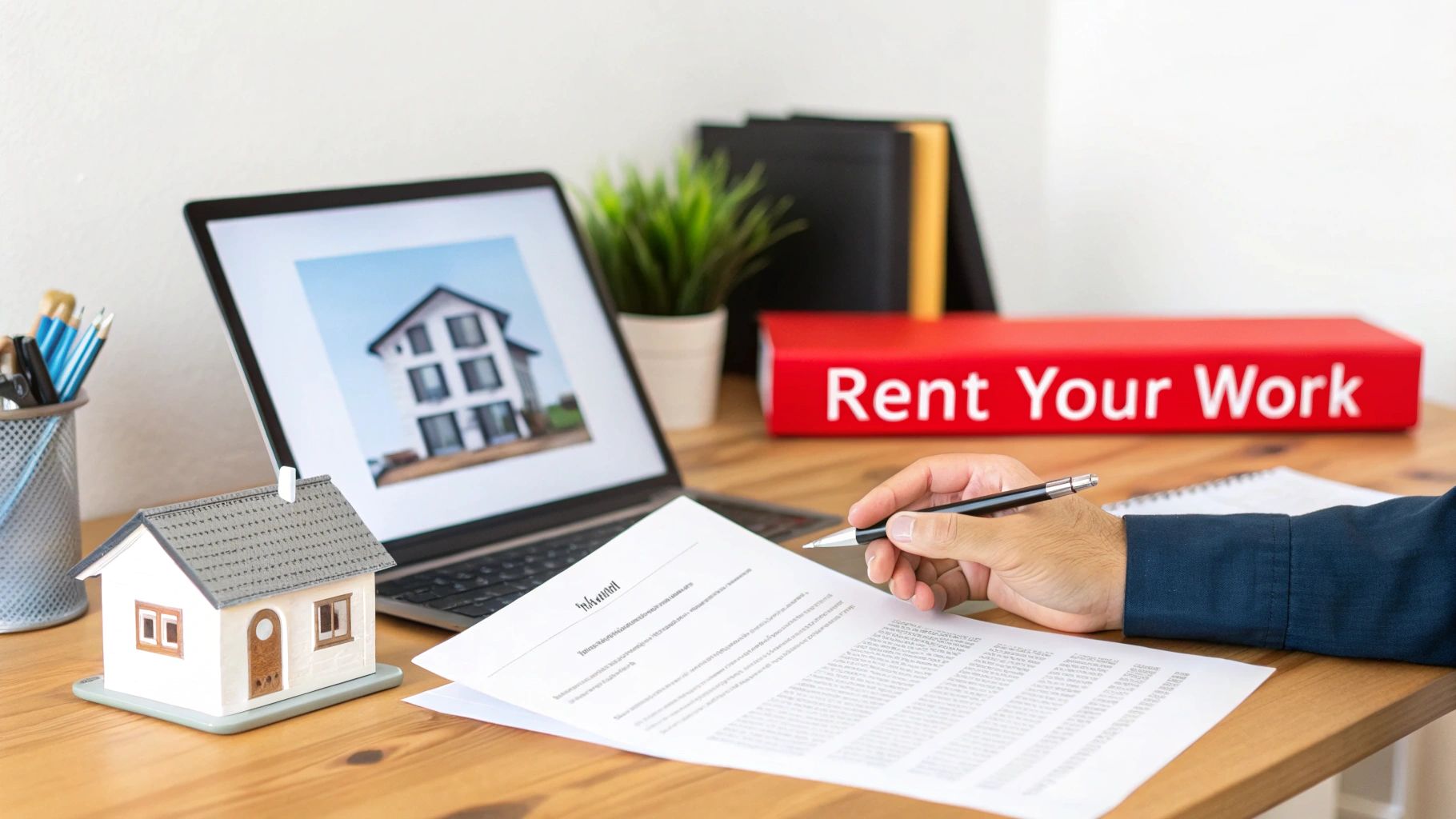 A close-up of a signed contract document with a pen resting on top, symbolizing a legal agreement for content licensing.